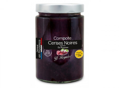 Conserves Guintrand - Compote De Cerises Noires Dénoyautées, Sans Sucres Ajoutés Yr - Bocal 327 Ml