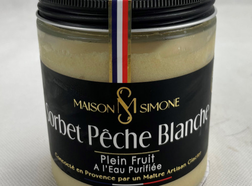 Maison Simone - Glaces au Lait de Bufflonne - Sorbet "Plein Fruit" Pêche Blanche à l'eau purifiée - 350g