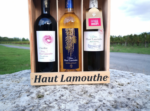 Château Haut-Lamouthe - Coffret Bois de 3 Bouteilles: AOC Monbazillac, et AOC Bergerac Rouge et Blanc