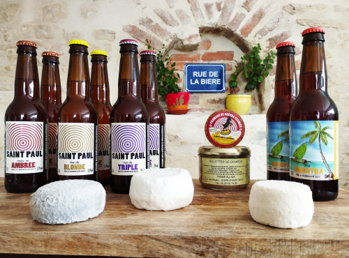 Ferme des Chèvres Brasseuses - Panier APERO - Bière, fromage et rillettes