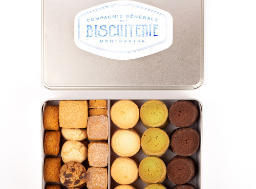 Compagnie Générale de Biscuiterie - Boîte en Métal avec Diamants, Palets Bretons, Pavés De La Butte®, Cookies - 800g