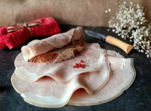 Les Viandes du Forez - Jambon blanc en 4 tranches épaisses, sans nitrites - porc fermier d'Auvergne