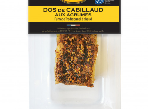 Etablissements JC David - Dos de Cabillaud MSC fumé à chaud aux agrumes - 150g