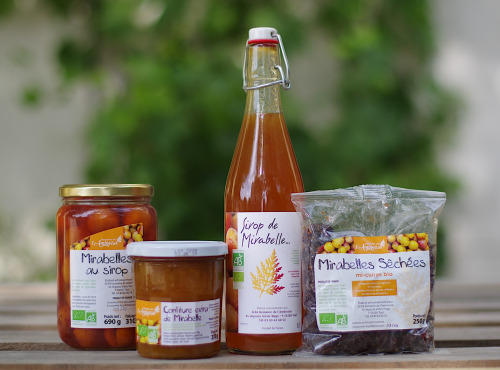 Domaine de l'Ambroisie - Coffret 100% Mirabelle bio Origine Lorraine : Confiture, Sirop, Mirabelles au Sirop et Mirabelles Séchées.