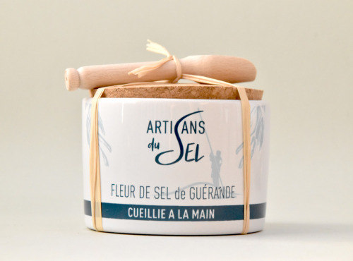 Artisans du Sel - Pot en céramique et Fleur de sel de Guérande naturelle + Pelle