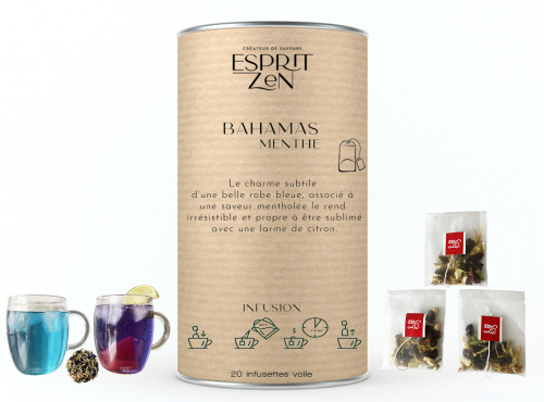 Esprit Zen - Infusion Fleurs de Pois Papillon Bahamas Menthe - Boite de 20 infusettes