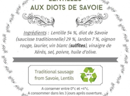 Les Bocaux du Bistrot - Lentilles aux Diots de Savoie