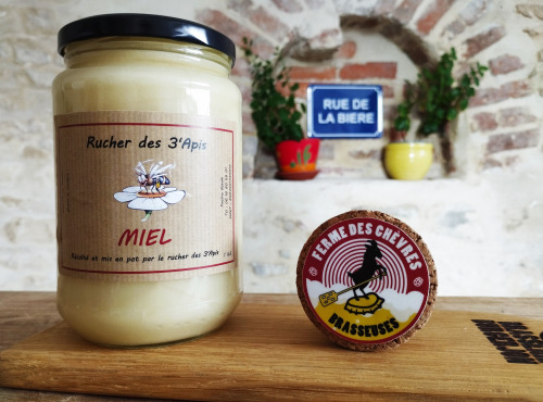 Ferme des Chèvres Brasseuses - Miel de PRINTEMPS (Crémeux) - Pot de 1Kg